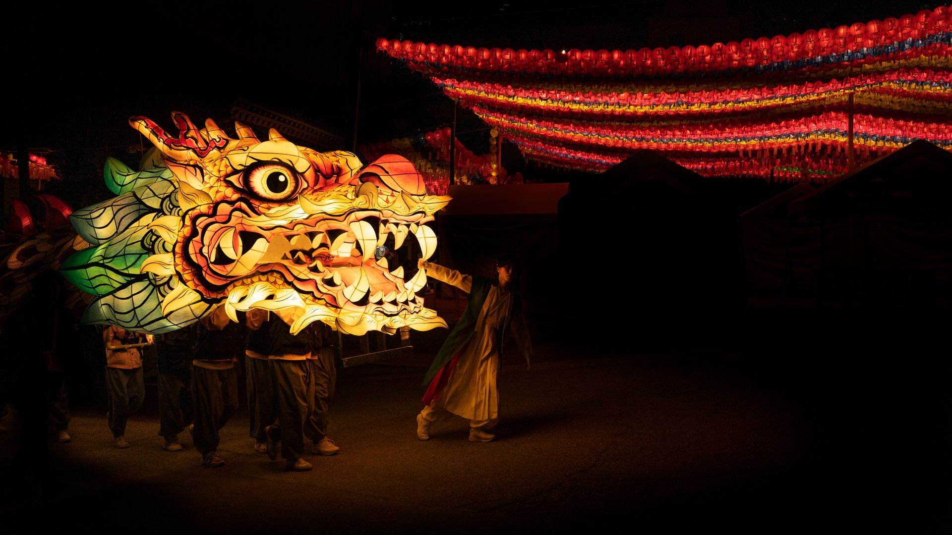 Yeondeungnori dragon at night